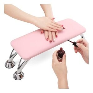 Pink Microfiber Leather Manicure Hand Rest Nail Arm Rest Stand for UV LED Lamp
